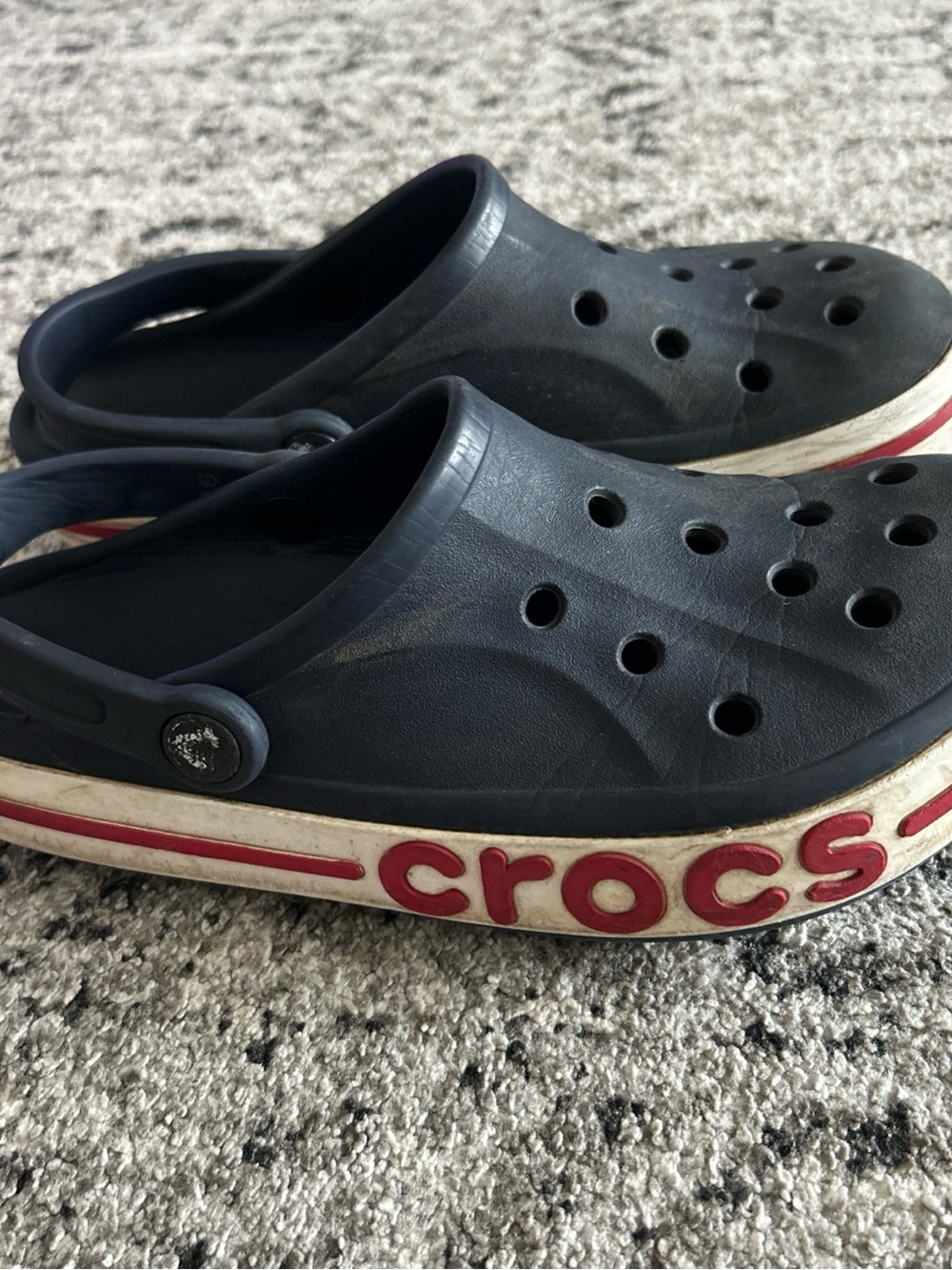 CROCS Kids Navy Blue Clogs with Red Accent